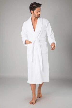 Чоловічий однотонний халат Nusa білий