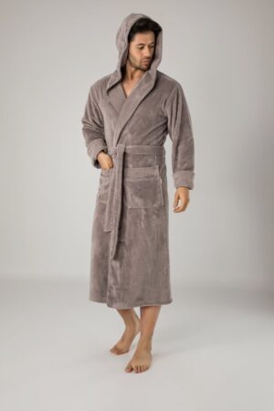 Чоловічий однотонний халат Nusa з капюшоном