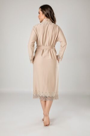 Жіночий халат Nusa, трикотажний з мереживом