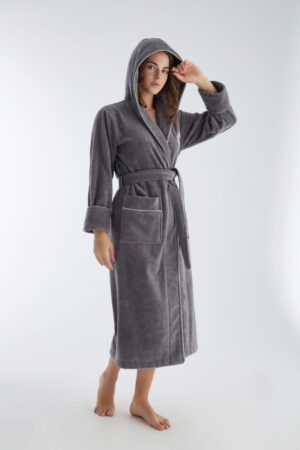 Жіночий махровий халат з капюшоном - Nusa
