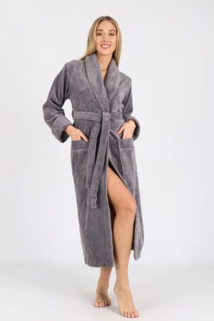 Жіночий халат Nusa довгий сірий.