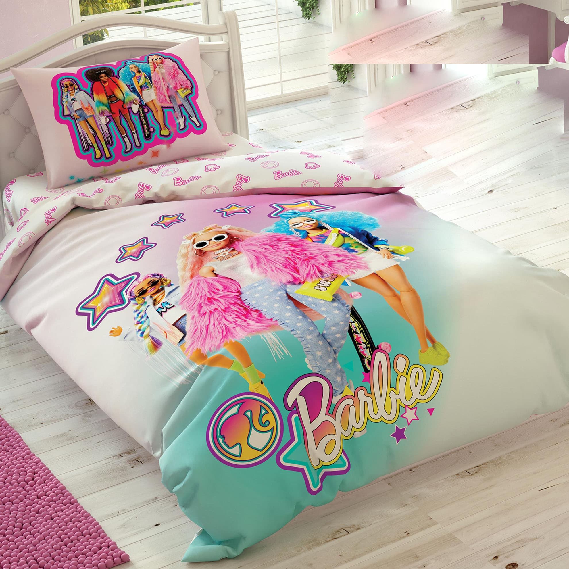 Дитяча постільна білизна - TAC Disney Barbie Extra 160×220 см на резинці