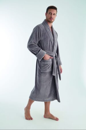 Велюровий халат чоловічий – Nusa сірий