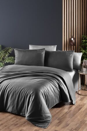 Постільна білизна First Choice Deluxe Satin - Timeless Antracite євро розмір