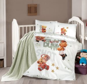 Дитяча постільна білизна для новонароджених -First Choice Baby Cleo Digital Satin з пледом 100х150 см