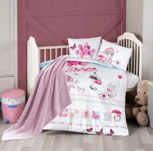 Дитяча постільна білизна для новонароджених - First Choice Baby Lunda Digital Satin з пледом.