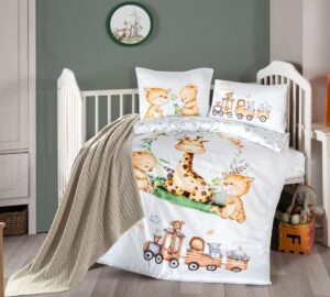Дитяча постільна білизна для новонароджених - First Choice Baby Riley Digital Satin з пледом 100х150 см.