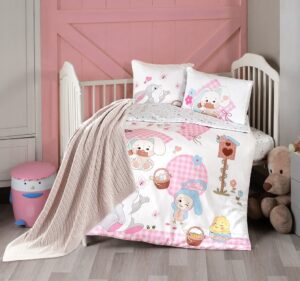 Дитяча постільна білизна для новонароджених - First Choice Baby Wenny Digital Satin з пледом 100х150 см.