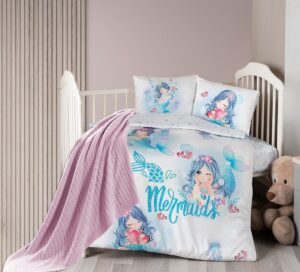 Постільна білизна для новонароджених в ліжечко - First Choice Baby Mermaid Digital Satin з пледом
