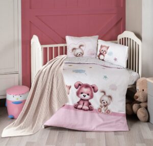 Постільна білизна для новонароджених з пледом - First Choice Baby Digita Alfiel рожевий.