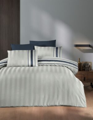 Постільна білизна страйп-сатин First Choice Deluxe Artwel Silver вишуканий дизайн для вашої спальні