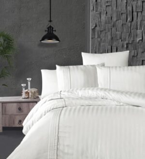 Постільна білизна сатин First Choice Deluxe Modalife White вишуканий дизайн для вашої спальні.