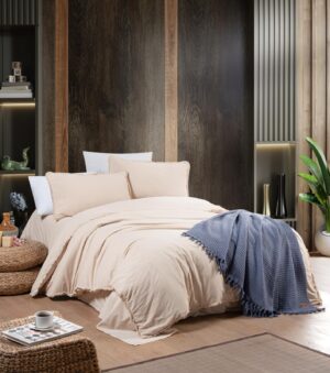 Постільна білизна Sikel Stonewashed Soho Firfirli бежева: стиль та м'якість тканини