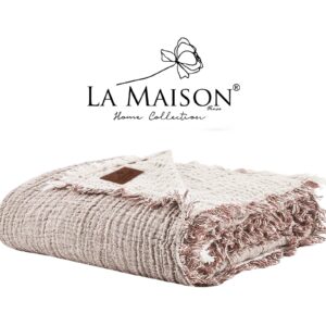 Муслінове покривало з натуральної бавовни La Maison 230×240 Selin Ekru